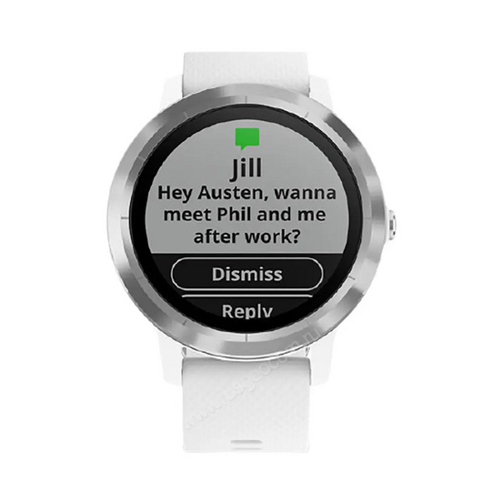 Часы Garmin Vivoactive 3 серебристые с белым ремешком
