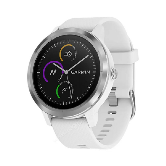 Часы Garmin Vivoactive 3 серебристые с белым ремешком