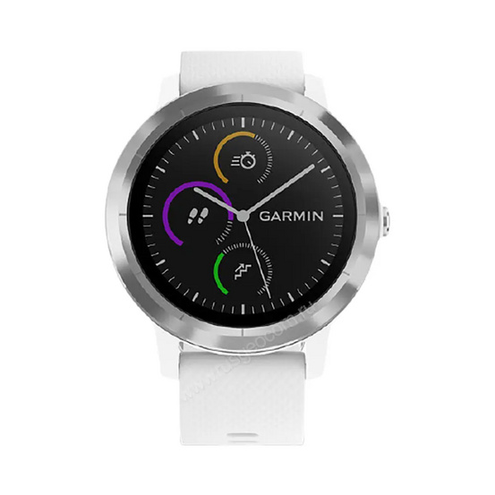 Часы Garmin Vivoactive 3 серебристые с белым ремешком