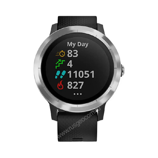 Часы Garmin Vivoactive 3 серебристые с черным ремешком