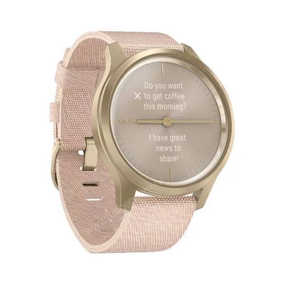 Часы Garmin Vivomove Style светло-золотистый с розовым плетеным нейлоновым ремешком