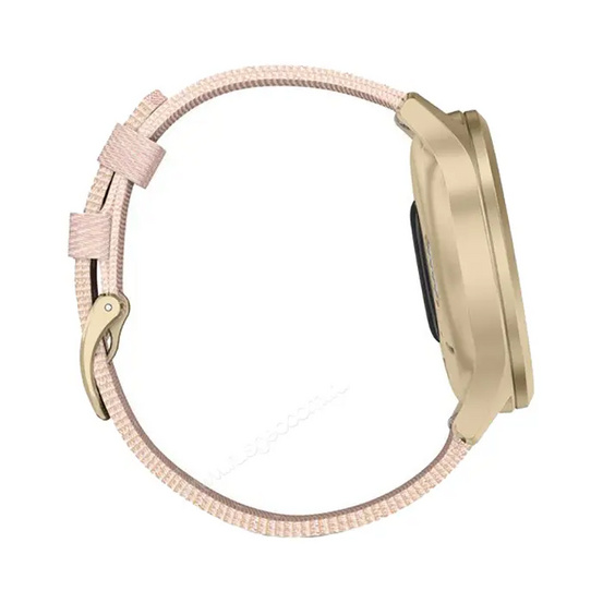 Часы Garmin Vivomove Style светло-золотистый с розовым плетеным нейлоновым ремешком