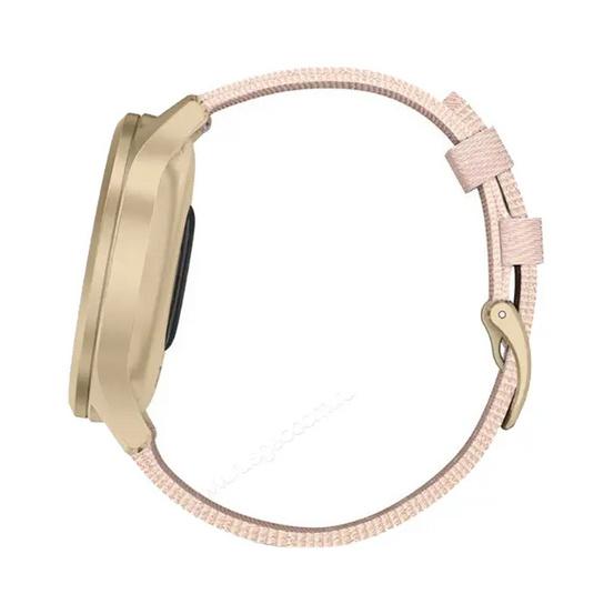 Часы Garmin Vivomove Style светло-золотистый с розовым плетеным нейлоновым ремешком