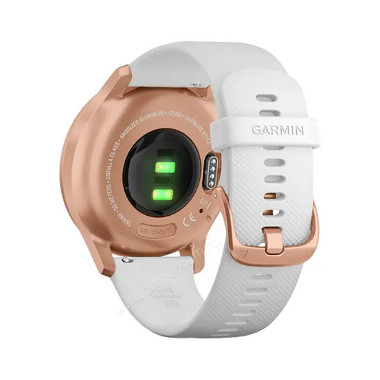 Часы Garmin Vivomove Style розовое золото с белым силиконовым ремешком