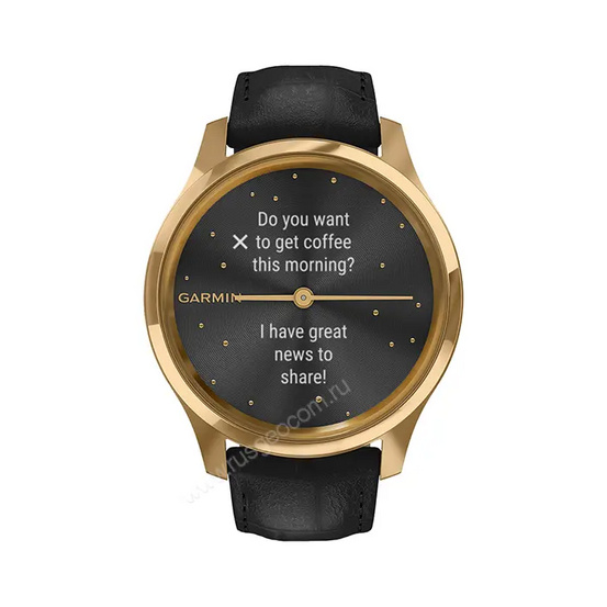 Часы Garmin Vivomove Luxe золотистые черные с кожаным ремешком