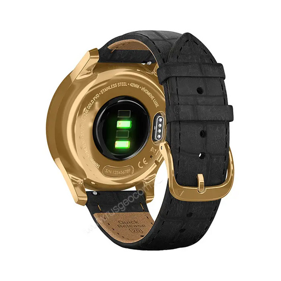Часы Garmin Vivomove Luxe золотистые черные с кожаным ремешком