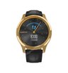 Часы Garmin Vivomove Luxe золотистые черные с кожаным ремешком