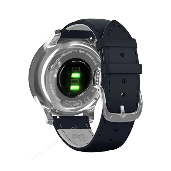 Часы Garmin Vivomove Luxe серебристый с темно-синим кожаным ремешком