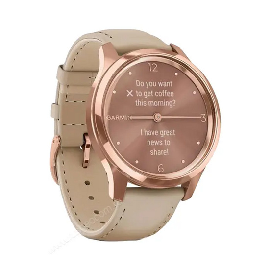 Часы Garmin Vivomove Luxe розовое золото со светло-песочным кожаным ремешком