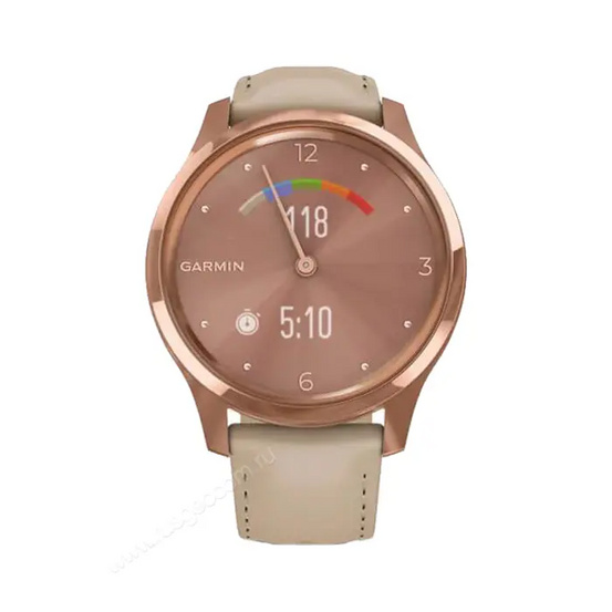 Часы Garmin Vivomove Luxe розовое золото со светло-песочным кожаным ремешком