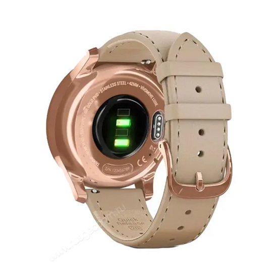 Часы Garmin Vivomove Luxe розовое золото со светло-песочным кожаным ремешком