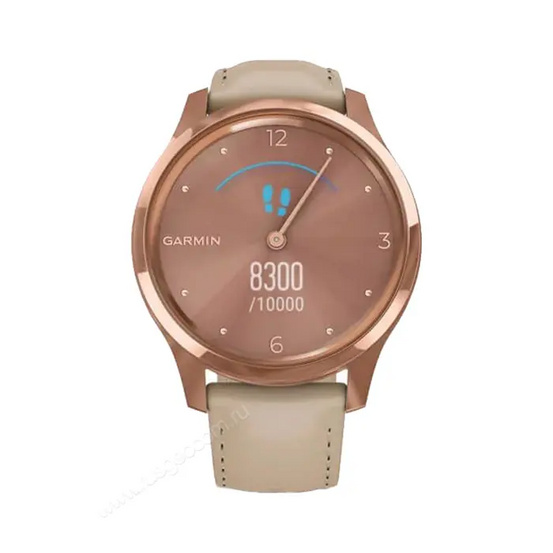 Часы Garmin Vivomove Luxe розовое золото со светло-песочным кожаным ремешком