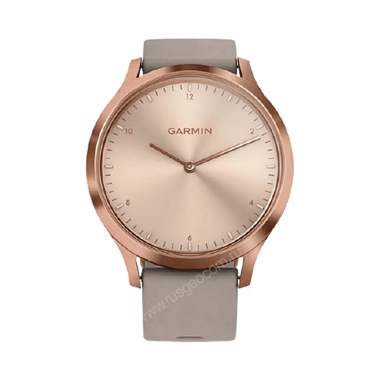 Часы Garmin Vivomove HR Premium розовое золото с бежевым кожаным ремешком