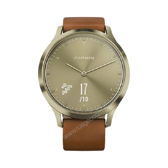 Часы Garmin Vivomove HR золотые со светло-коричневым кожаным ремешком