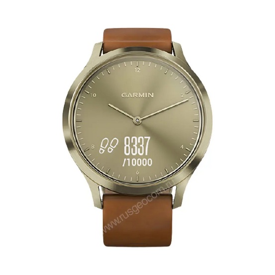 Часы Garmin Vivomove HR золотые со светло-коричневым кожаным ремешком