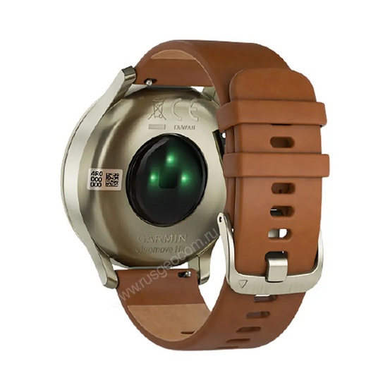 Часы Garmin Vivomove HR золотые со светло-коричневым кожаным ремешком