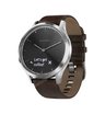 Часы Garmin Vivomove HR серебряные с темно-коричневым кожаным ремешком