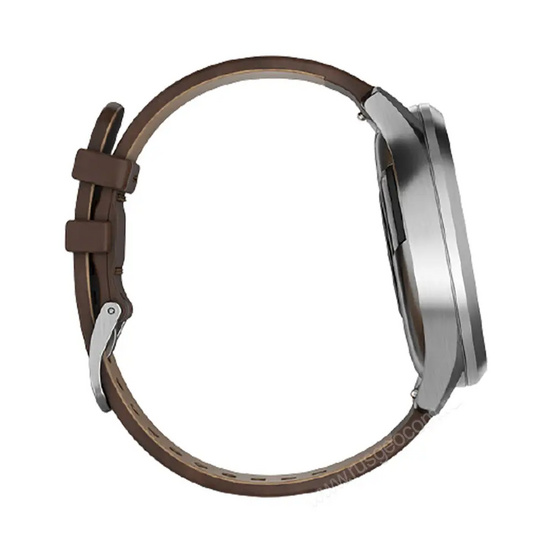 Часы Garmin Vivomove HR серебряные с темно-коричневым кожаным ремешком