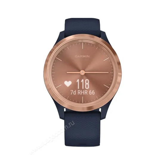 Часы Garmin Vivomove 3S розовое золото циферблат с темно-синим ремешком