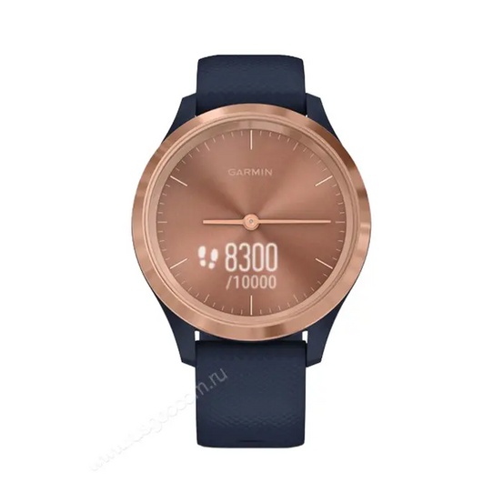 Часы Garmin Vivomove 3S розовое золото циферблат с темно-синим ремешком