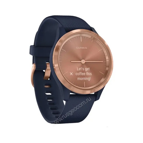 Часы Garmin Vivomove 3S розовое золото циферблат с темно-синим ремешком