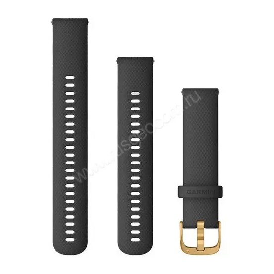 Ремешок сменный Garmin Quick Release 20 мм (силиконовый) черный с застежкой цвета золота