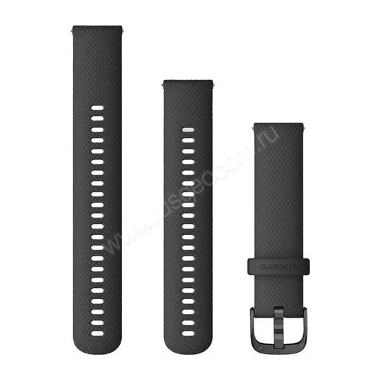 Ремешок сменный Garmin Quick Release 20 мм (силиконовый) черный с черной застежкой