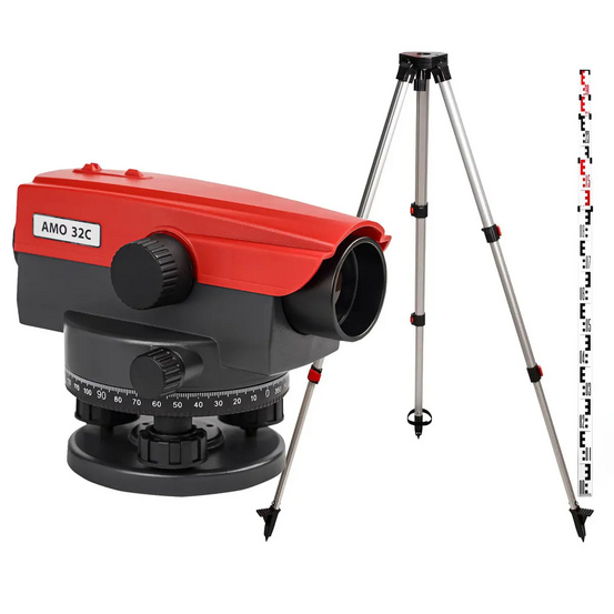 Комплект оптический нивелир AMO 32C + штатив RGK S2-N + рейка AMO S45