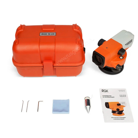 Комплект оптический нивелир RGK N-24 с поверкой + штатив S6-N + рейка AMO S4