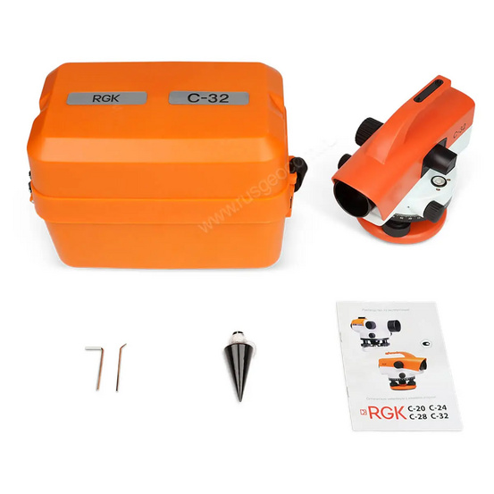 Комплект оптический нивелир RGK C-32 с поверкой + штатив S6-N + рейка AMO S5
