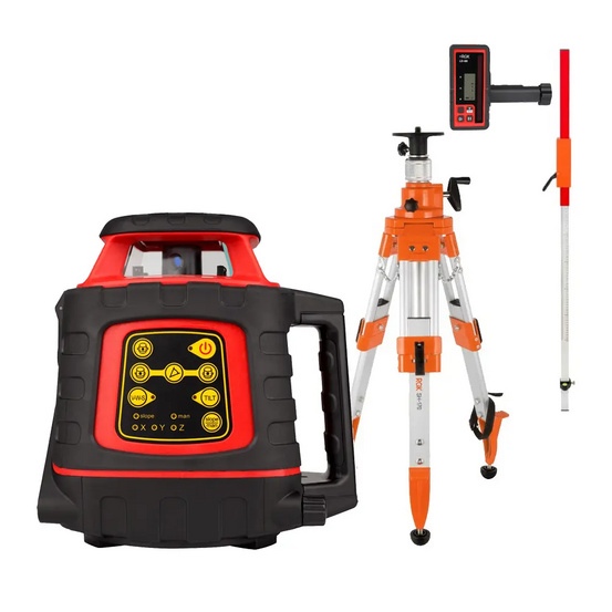 Комплект: ротационный нивелир AMO ROTOR 300 с калибровкой + штатив RGK SH-170, рейка RGK LR-2, приемник RGK LD-88