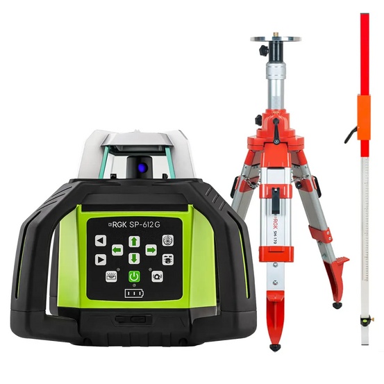 Комплект: ротационный нивелир RGK SP-612G + штатив RGK SH-170, рейка RGK LR-2