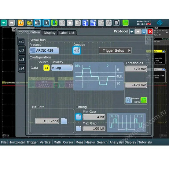 Опция синхронизации и декодирования последовательных данных ARINC 429 Rohde & Schwarz RTE-K7