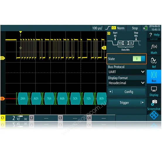 Опция синхронизации и декодирования последовательных шин данных UART/RS-232/-422/-485 Rohde & Schwarz RTC-K2