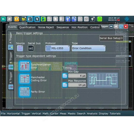 Опция синхронизации и декодирования последовательных шин данных MIL-1553 Rohde & Schwarz RTA-K6