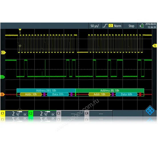 Опция синхронизации и декодирования последовательных шин данных I2C, SPI Rohde & Schwarz RTC-K1
