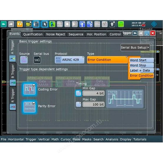 Опция синхронизации и декодирования последовательных шин данных ARINC 429 Rohde & Schwarz RTA-K7