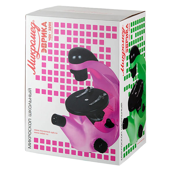 Микроскоп школьный Микромед Эврика 40x-320x инвертированный (лайм)