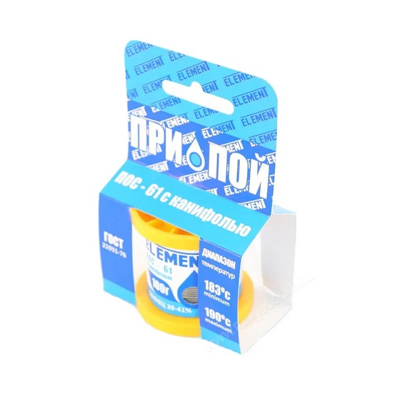 Припой ELEMENT ПОС 61 (1,0мм;100гр. с канифолью)