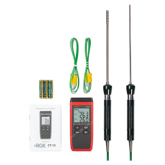 Термометр RGK CT-12 с зондом температуры воздуха TR-10A и погружным зондом температуры TR-10W