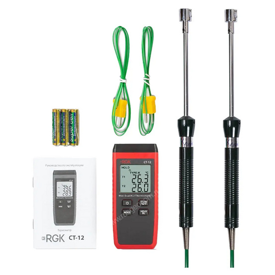 Термометр RGK CT-12 с поверхностными зондами TR-10S с поверкой