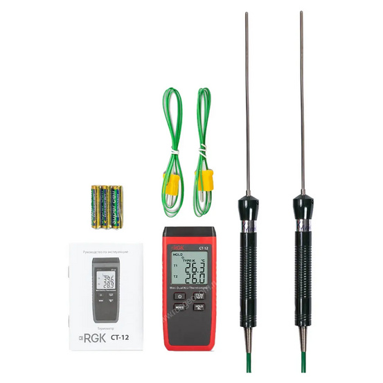 Термометр RGK CT-12 с погружными зондами температуры TR-10W с поверкой