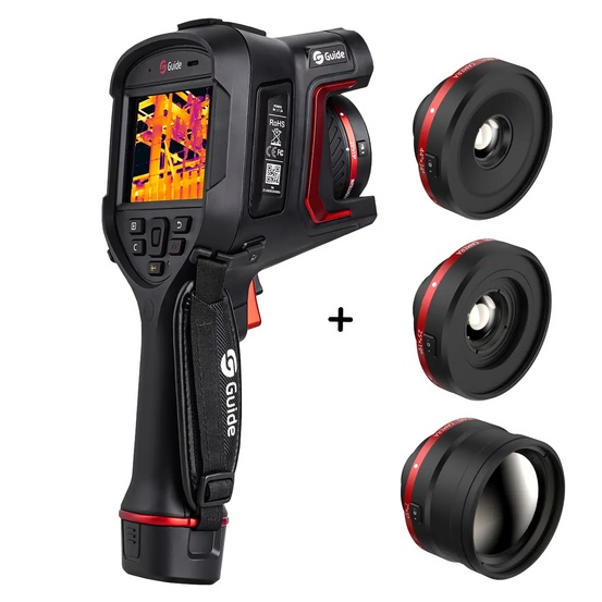Тепловизор Guide H3 с поверкой в комплекте с широкоугольным 44° x 34°, высокотемпературным и телеобъективом 7° x 5°