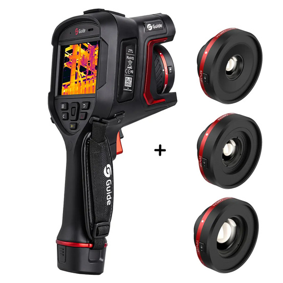Тепловизор Guide H3 с поверкой в комплекте с широкоугольным 44° x 34°, высокотемпературным и телеобъективом 15° x 11°