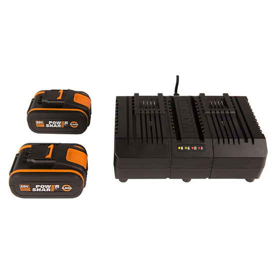 Комплект WORX WA3611: двойное зарядное устройство WA3883 + 2 АКБ 4.0 А/ч