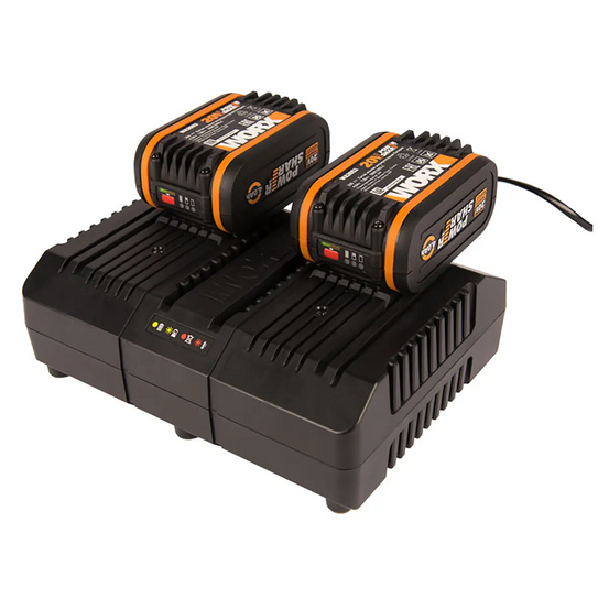 Комплект WORX WA3611: двойное зарядное устройство WA3883 + 2 АКБ 4.0 А/ч