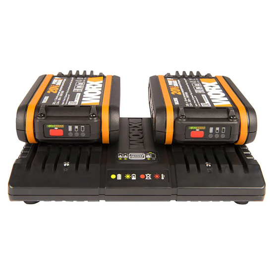 Комплект WORX WA3610: двойное зарядное устройство WA3772 + 2 АКБ 2.0 А/ч