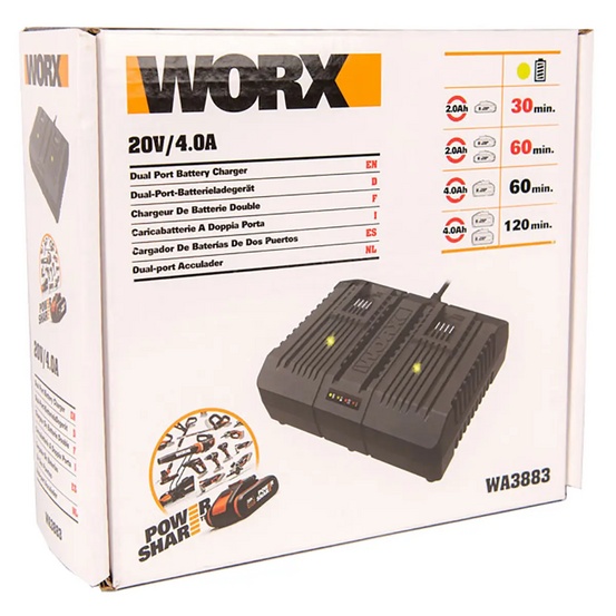 Двойное зарядное устройство WORX WA3883 20В 2*2A