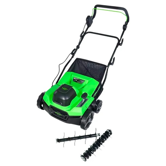 Аэратор-скарификатор аккумуляторный Greenworks GD40SC38II 40V, с АКБ 5 Ач + ЗУ 2А