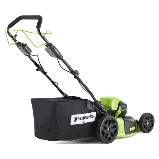 Аккумуляторная газонокосилка самоходная Greenworks GD60LM46SP бесщеточная, 60V с АКБ 5 Ач + ЗУ 10А двойное